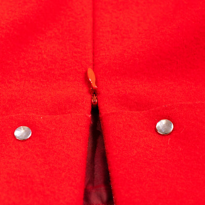 Archival JIL SANDER Mainline 90s Red Wool Cashmere Pencil Skirt Silver Button-Down Side Slit Curved Saddle Yoke Made in Germany S XS