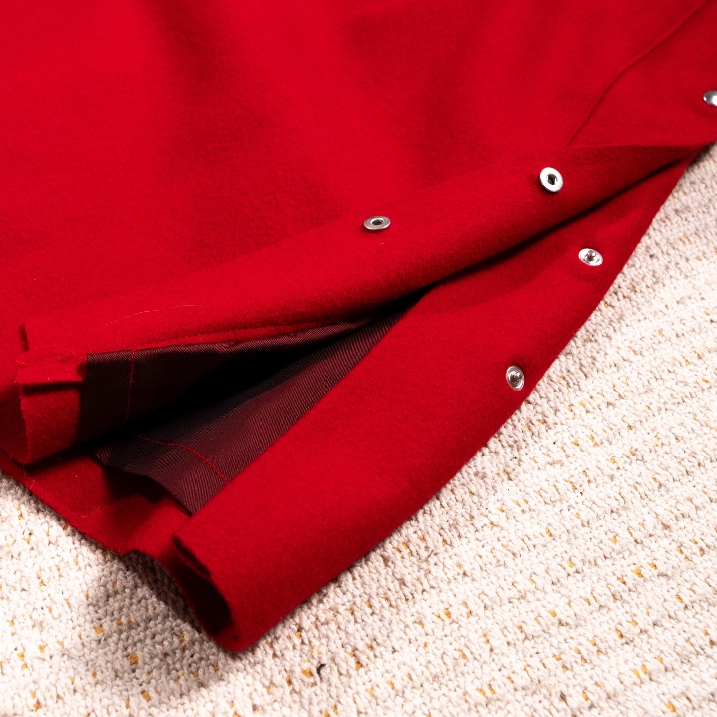 Archival JIL SANDER Mainline 90s Red Wool Cashmere Pencil Skirt Silver Button-Down Side Slit Curved Saddle Yoke Made in Germany S XS