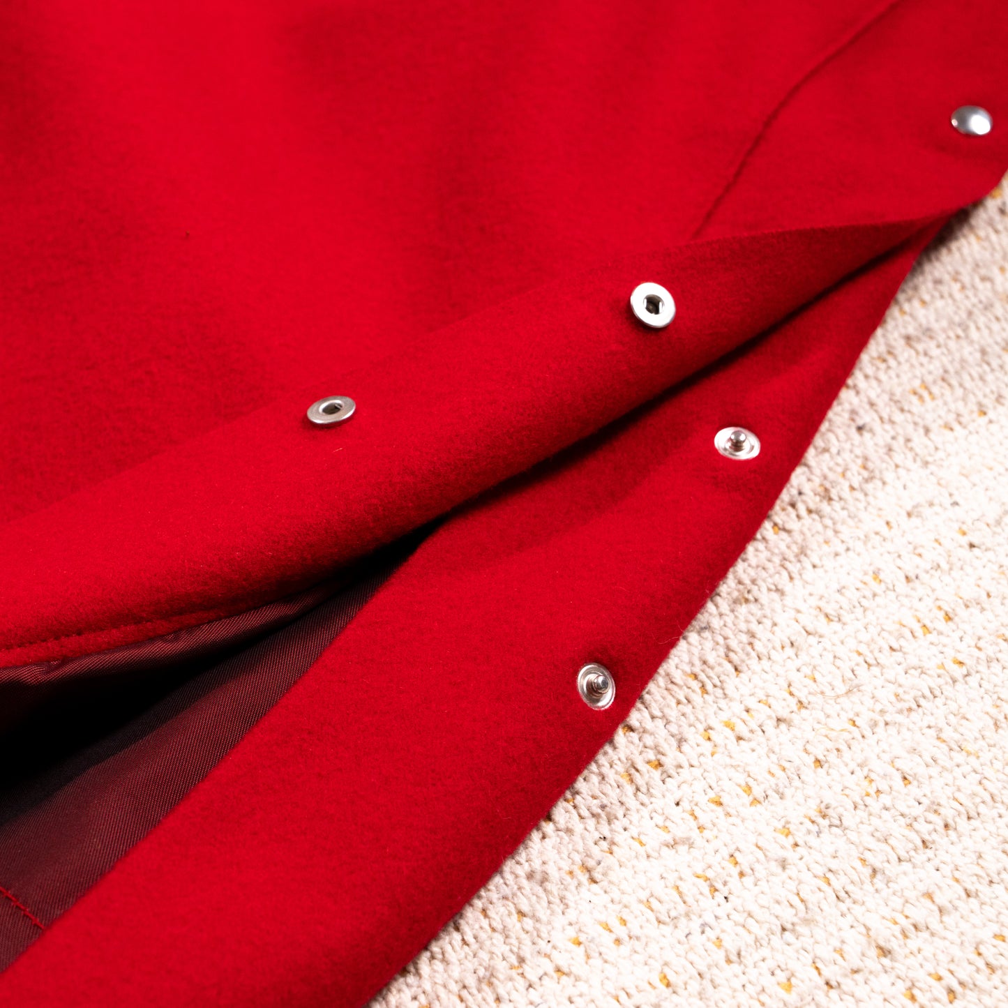 Archival JIL SANDER Mainline 90s Red Wool Cashmere Pencil Skirt Silver Button-Down Side Slit Curved Saddle Yoke Made in Germany S XS