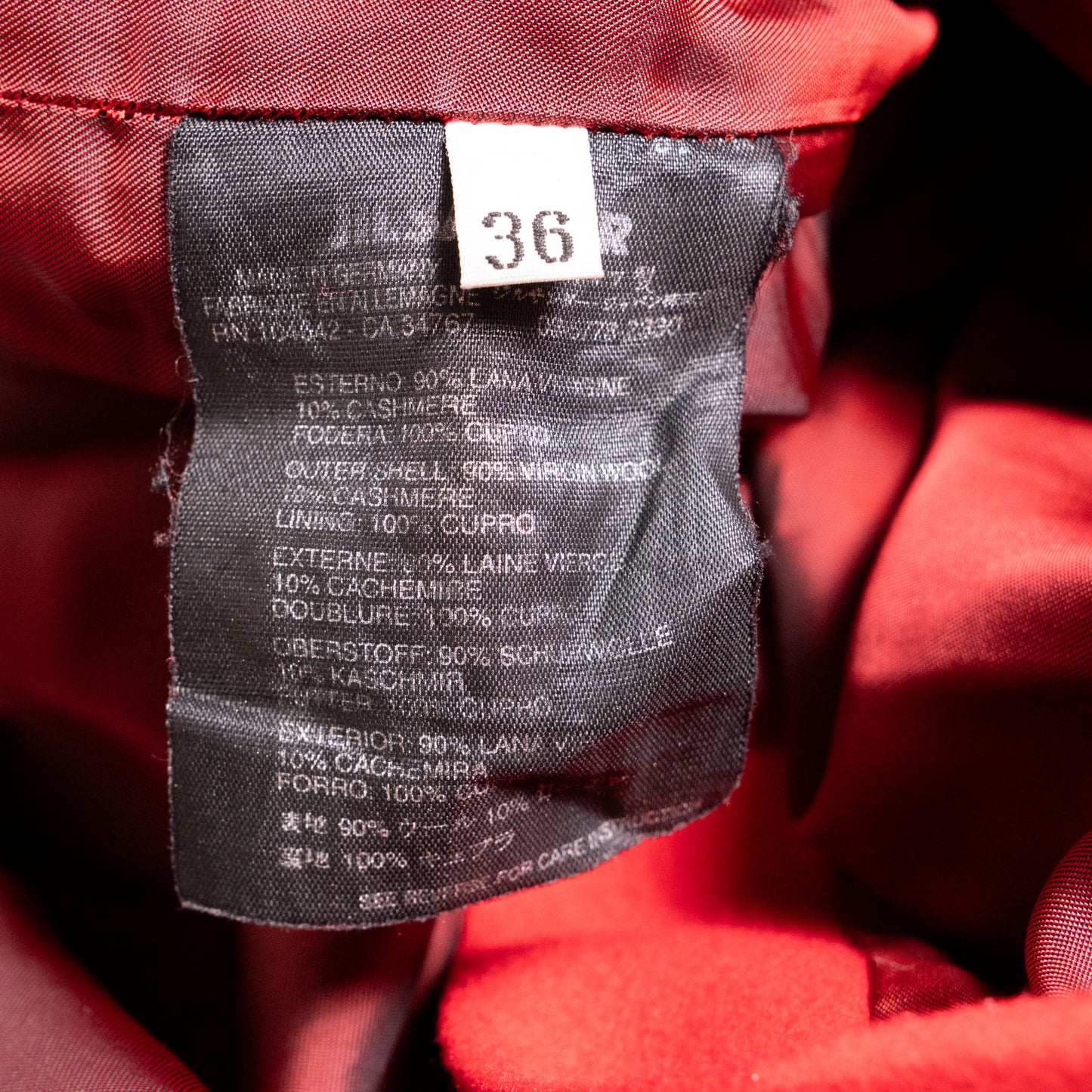 Archival JIL SANDER Mainline 90s Red Wool Cashmere Pencil Skirt Silver Button-Down Side Slit Curved Saddle Yoke Made in Germany S XS