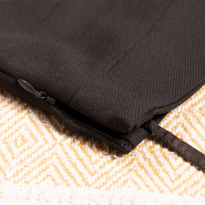Archival Nina Ricci Sculptural Chevron-Yoke Virgin Wool & Silk-Lined Midi Skirt in Anthracite Melange, Peter Copping Era M