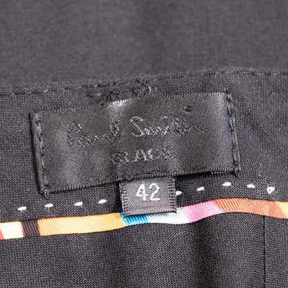 NOS Archival Paul Smith Black Label Merino Wool Skirt - Rare Signature Multi-Stripe Dual Kick-Split Pencil Skirt Size S Made in Italy