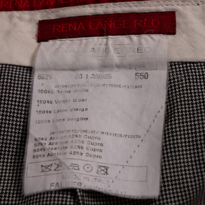 Archival Rena Lange RED Houndstooth Suit - Rare 90s Falber Italy Virgin Wool Blazer & Flared Trousers Set - Coin Buttons Piped - Size XS S