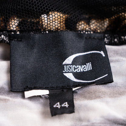 Archival JUST CAVALLI Early 2000s Animal Print Mesh Hybrid Dress - Size S (IT 44) - Made in Italy