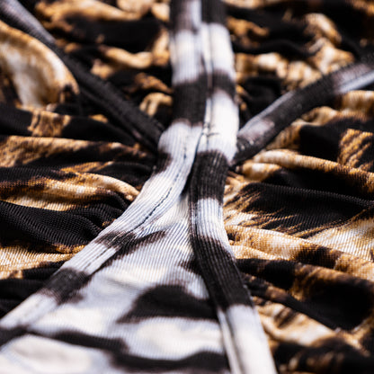 Archival JUST CAVALLI Early 2000s Animal Print Mesh Hybrid Dress - Size S (IT 44) - Made in Italy