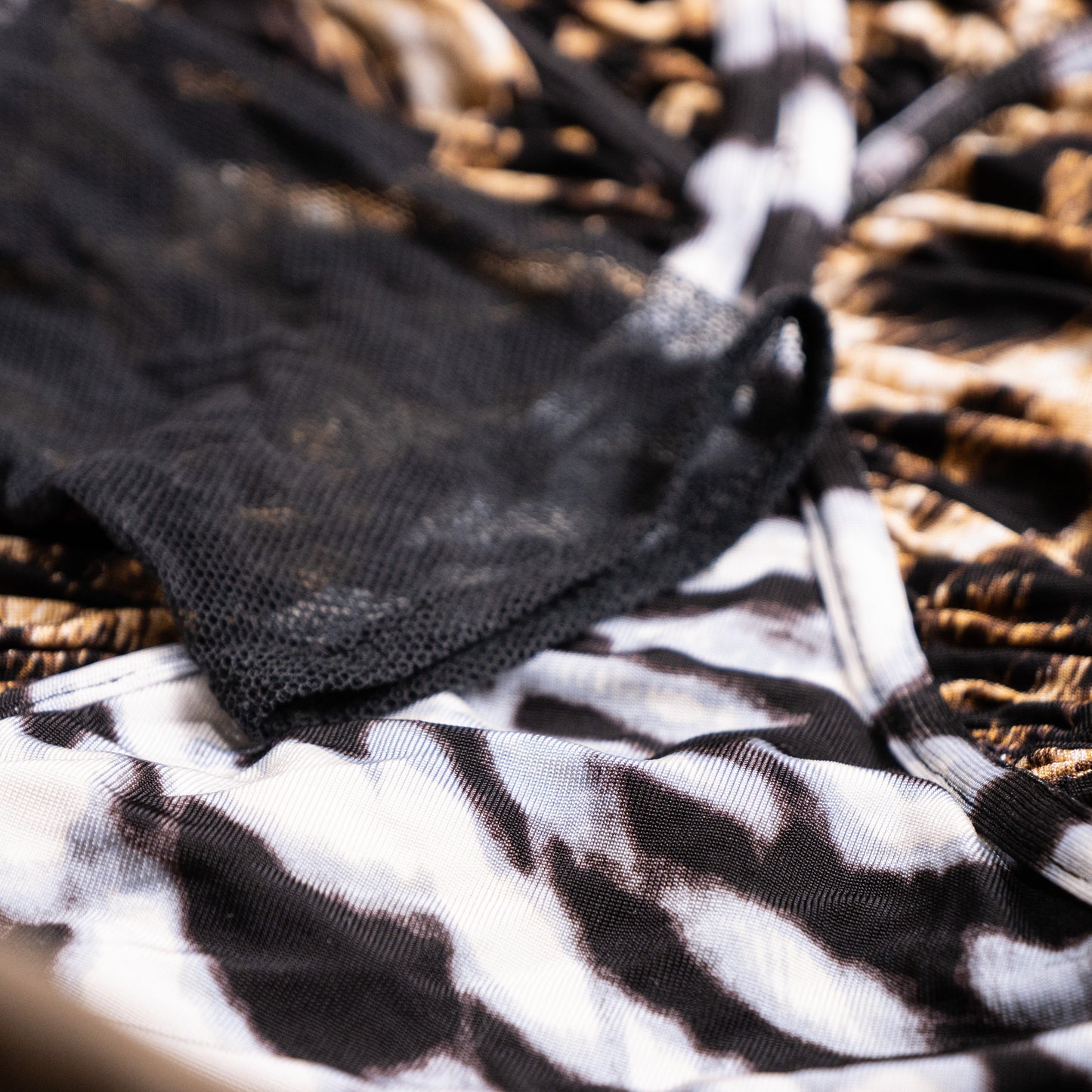 Archival JUST CAVALLI Early 2000s Animal Print Mesh Hybrid Dress - Size S (IT 44) - Made in Italy