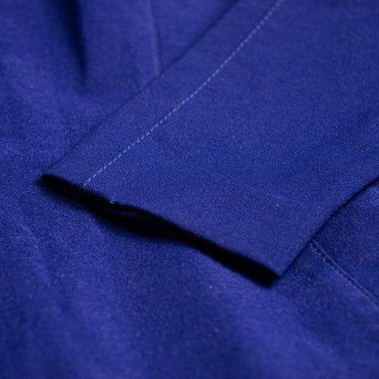 Archival Thierry Mugler ACTIV Royal Blue Techno-Stretch Dress 1990 Hourglass Body-Sculpting Silhouette Padded Shoulders Time Srl NOS Deadstock S XS
