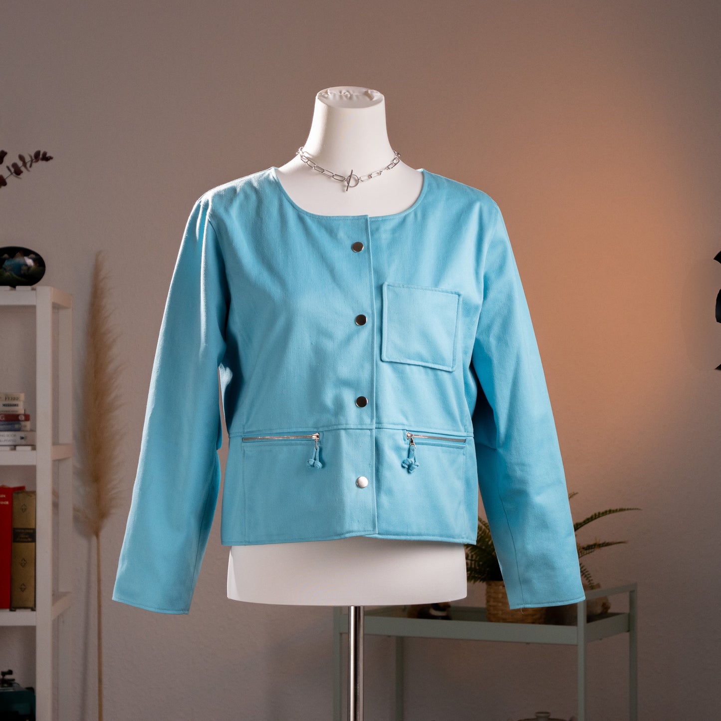 Archival Courrèges Paris Aqua Blue Space Age Utility Jacket Circa 1982 André Courrèges Era Rare Near Deadstock Museum Grail XS S