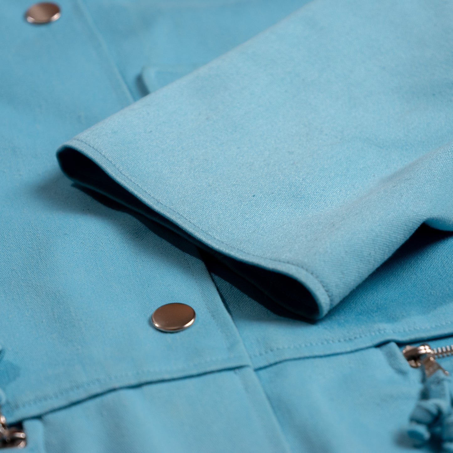 Archival Courrèges Paris Aqua Blue Space Age Utility Jacket Circa 1982 André Courrèges Era Rare Near Deadstock Museum Grail XS S