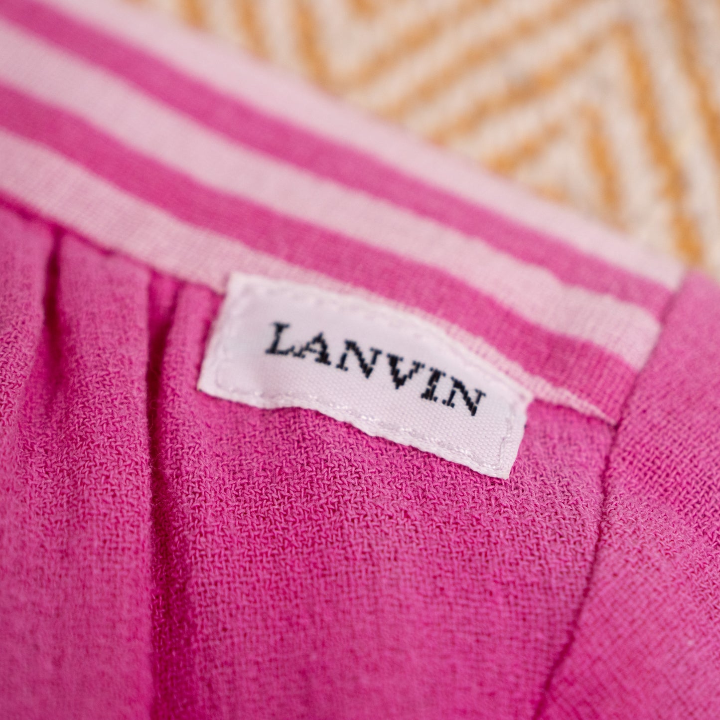 Archival Lanvin Boutique Candy-Stripe Raw Silk Blend Cropped Blouse – c. 1990s