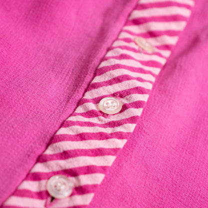 Archival Lanvin Boutique Candy-Stripe Raw Silk Blend Cropped Blouse – c. 1990s