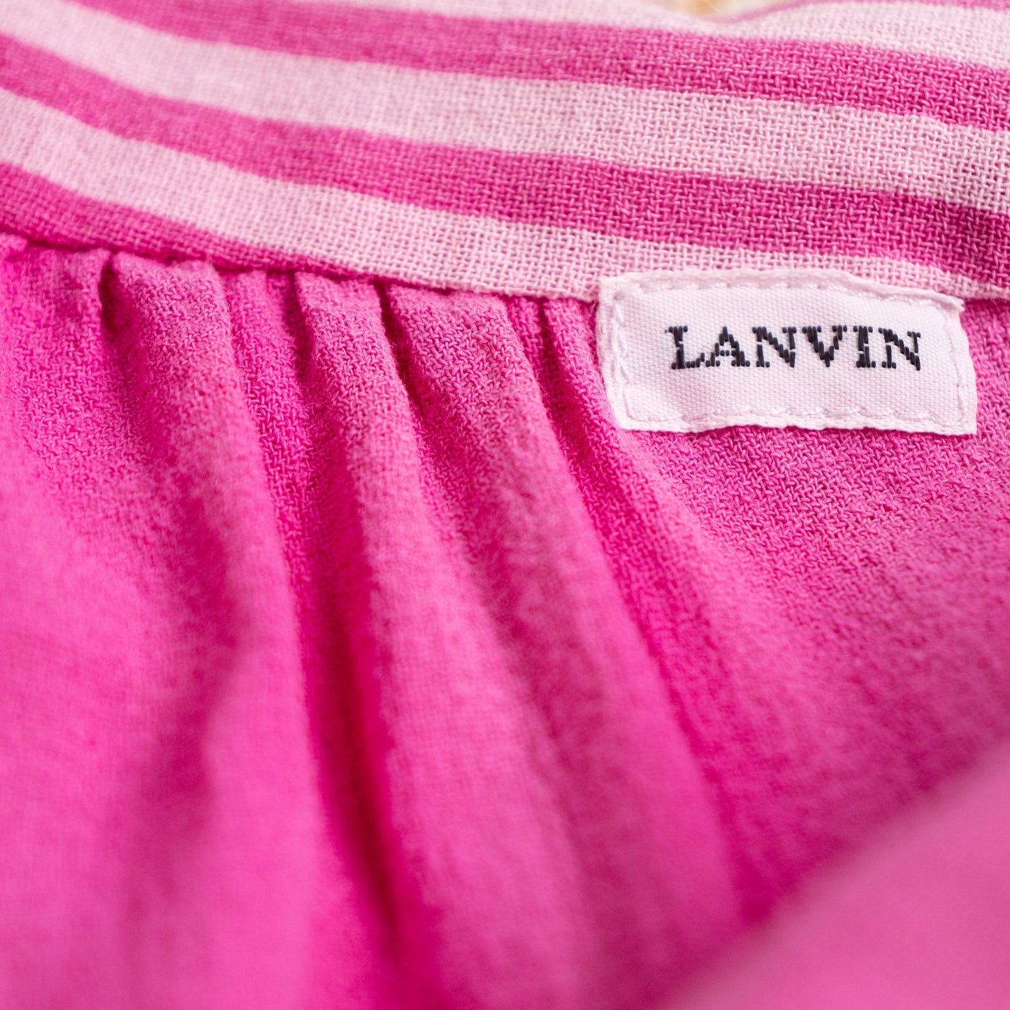 Archival Lanvin Boutique Candy-Stripe Raw Silk Blend Cropped Blouse – c. 1990s