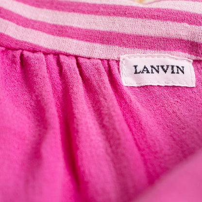 Archival Lanvin Boutique Candy-Stripe Raw Silk Blend Cropped Blouse – c. 1990s