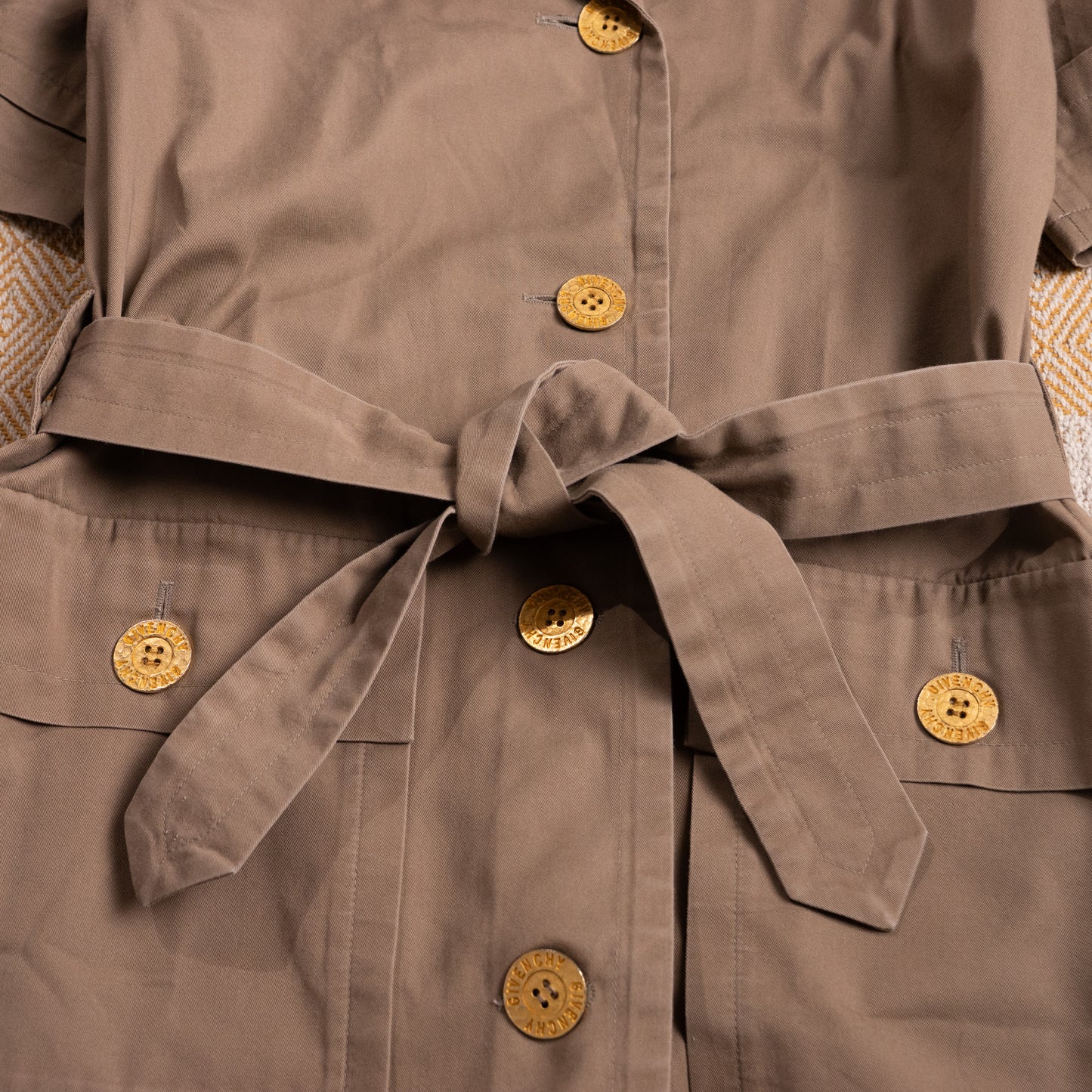Archival Boutiques Givenchy Cotton Safari Trench Dress — 1980s Made in France NOS S