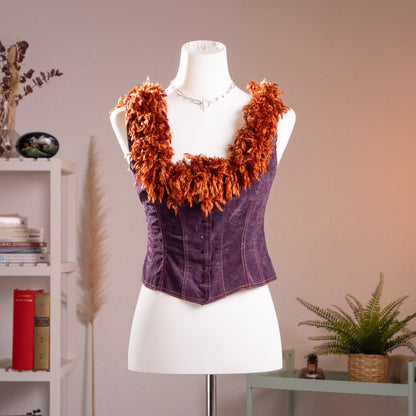 Archival Lolita Lempicka Faux Suede Shag Fringe Corset — FW 1993 Runway Era NOS XS S
