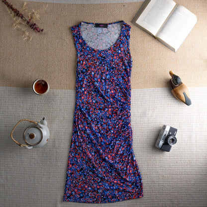 Vintage VERSUS VERSACE 90s Ruched Dress | Psychedelic Pop Art Star Print | Swinger Era | Y2K Kid | Archival Designer Dress | IT 40 (S/meter)