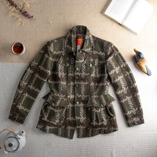 Deadstock Vintage Christian Lacroix Jacket | 90s Bazar Safari Blazer | Earth Tone Jacquard | Made in France | Size FR 40 (M) | Unworn