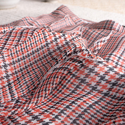 Vintage Cacharel Silk Skirt Y2K 90s Ruffled Houndstooth Plaid Check Deconstructed Designer Midi Skirt T38 Avant Garde