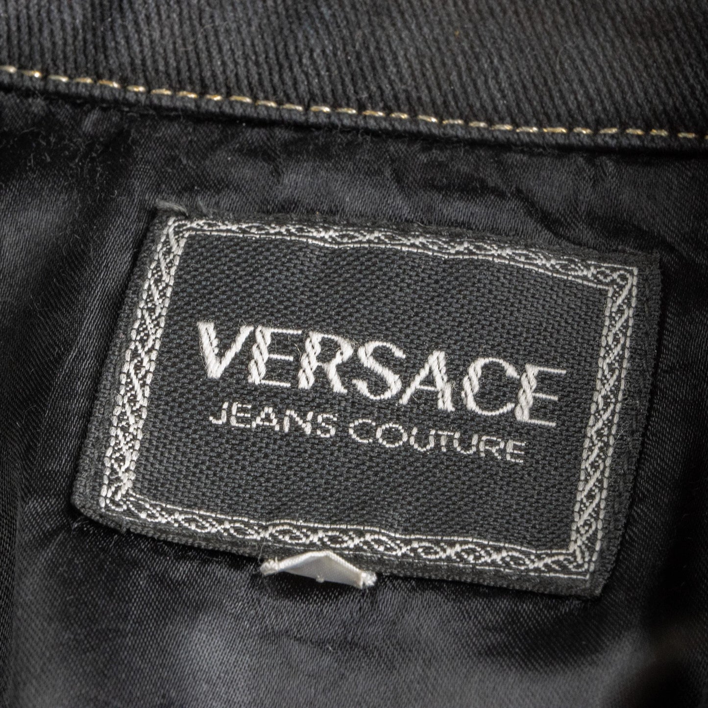 Archival VERSACE Jeans Couture Jacket Black Denim Gold Medusa Buttons 90s Collector Piece Cropped Runway Era Ittierre Italy Vintage Rare M