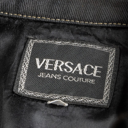 Archival VERSACE Jeans Couture Jacket Black Denim Gold Medusa Buttons 90s Collector Piece Cropped Runway Era Ittierre Italy Vintage Rare M