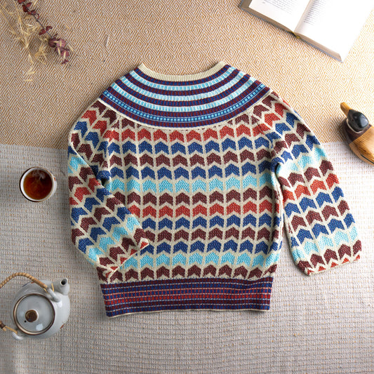 Archival CHEVRON Lurex Sweater 90s Metallic Zig Zag Knit European Designer Style Editorial Vintage Disco Glamor Medium