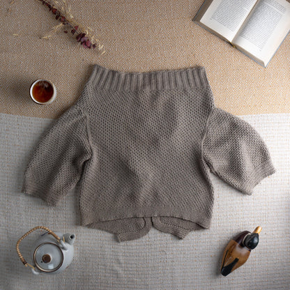 Cop Copine Archival Knit Bolero Heavy Cotton Shrug Beige Architectural Cardigan Avant Garde French Designer Lagenlook Y2K Size S M L