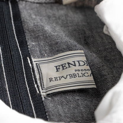 Vintage FENDISSIME Fendi Gray Denim Dress | Peter Pan Collar | Rare 10 Lire Coin Buttons | 90s Schoolgirl | Made in Italy | Size S (EU 36)