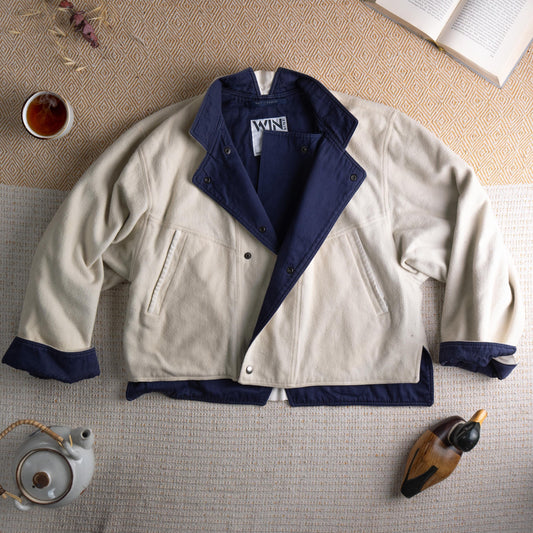 RARE WIN Line Jacket by Levi Strauss & Co. Boxy Fit Cream Vintage 80s Archival Workwear Made in Belgium Cropped Oversized M L