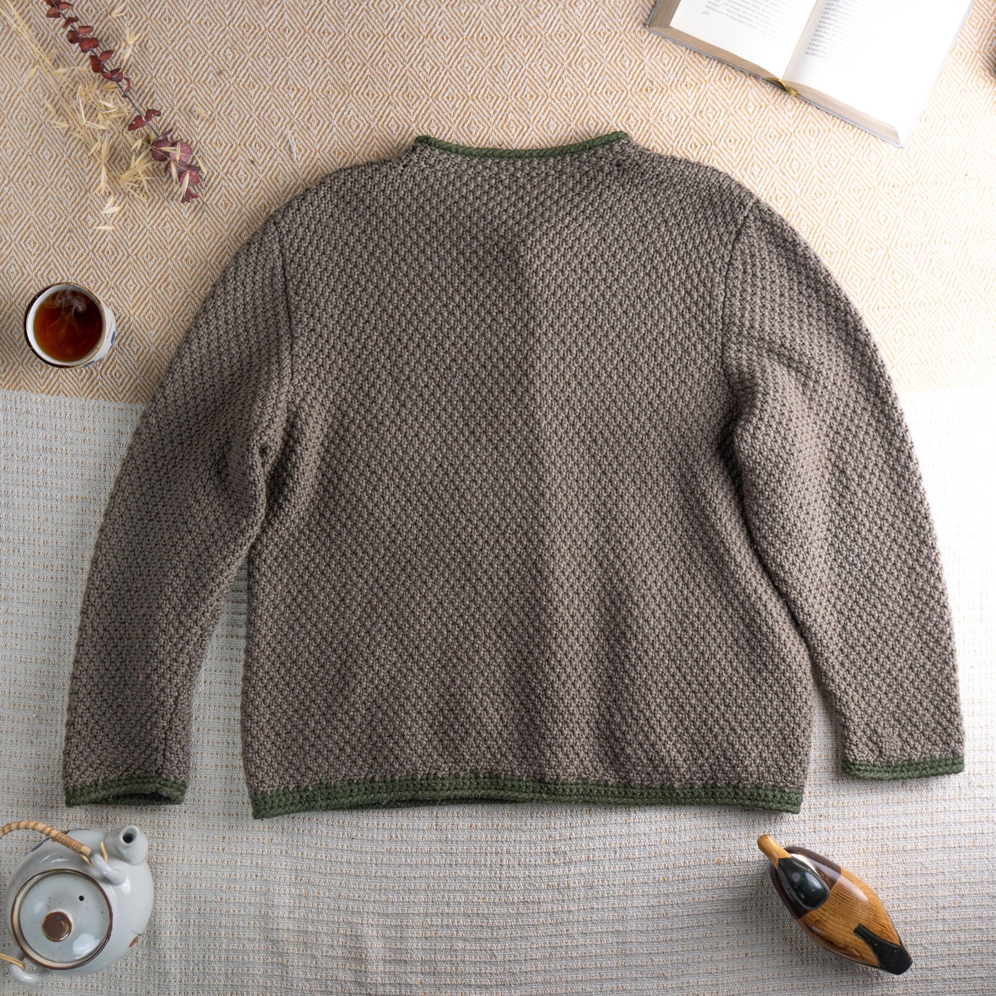 VINTAGE Italian ALPINE Udine Hand Knit Cardigan Coin Buttons OVERSIZED