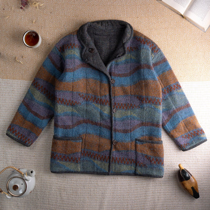 Rare Reversible Missoni Jacket Orange Label Mohair Wool Chevron Zigzag 90s Vintage Archival Coat 2-in-1 Luxury Italy M