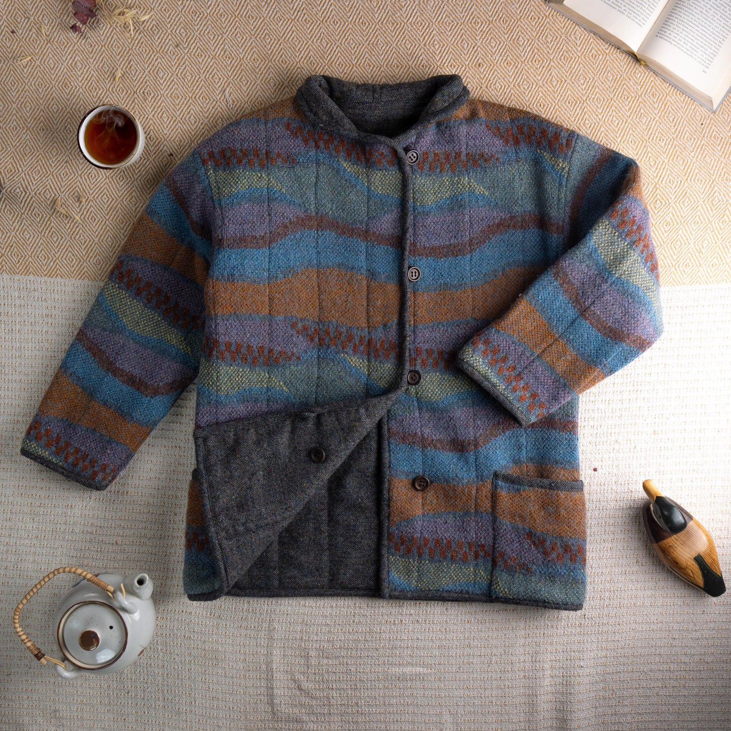 Rare Reversible Missoni Jacket Orange Label Mohair Wool Chevron Zigzag 90s Vintage Archival Coat 2-in-1 Luxury Italy M