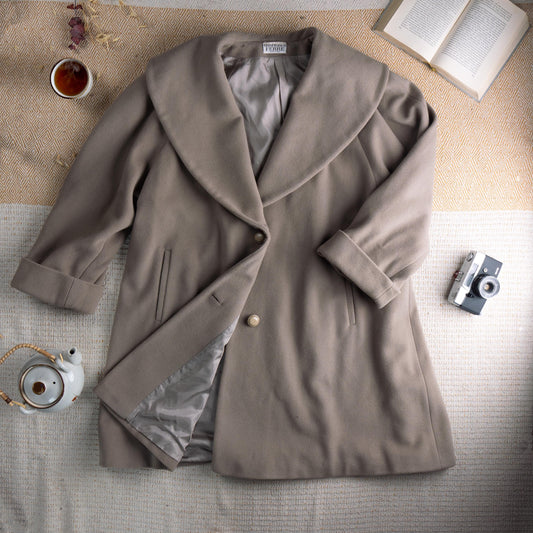 Archive Gianfranco Ferre Mainline Wool Coat Architectural Cocoon Shawl Collar 90s Runway Old Money Quiet Luxury Made in Italy Oversized