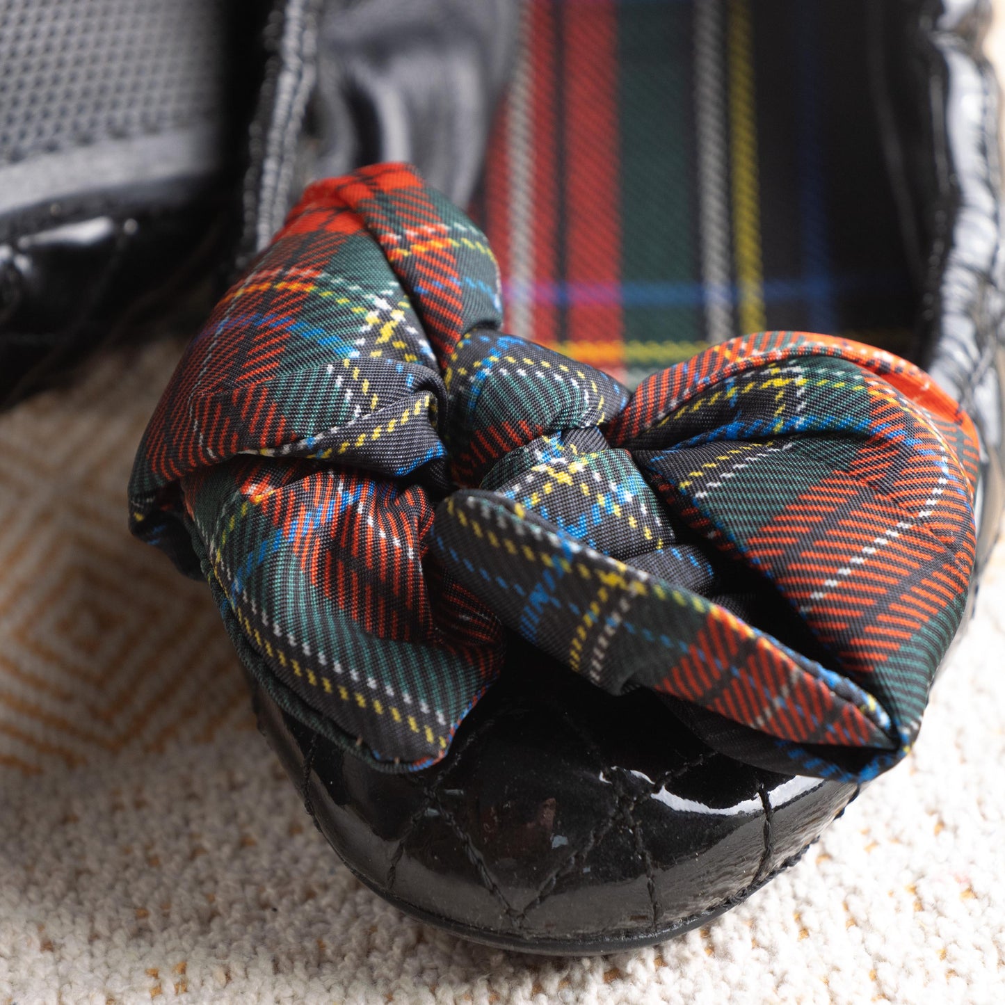 Prada Gaufre Ballerinas 2006 Launch Collection Patent Leather Tartan Bow Rare Archive Condition Dark Academia & Gossip Girl Style EU 38.5