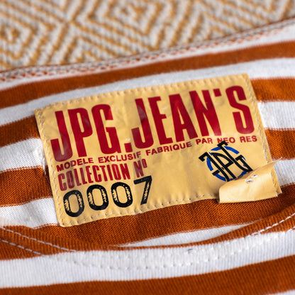 Jean Paul Gaultier Vintage Dress Marinière Striped Optical Illusion Trompe l'oeil Ruched Bust 90s Archival Collection 0007 Op Art Size M