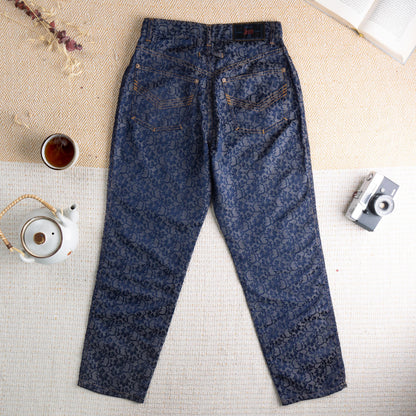 Jean Paul Gaultier Archival Jeans 1996 Flocked Lace Denim Velvet Trompe L'oeil Holy Grail Vintage 90s Museum Quality Size 26 27 XS