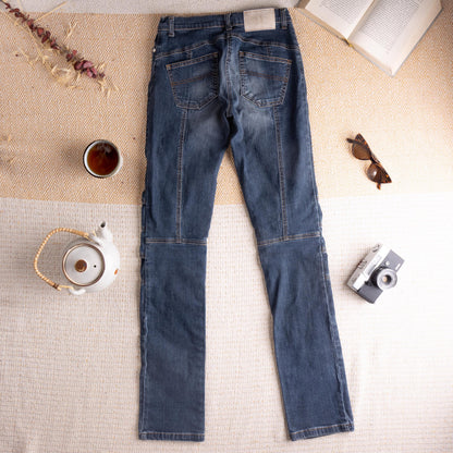 Archival Thierry Mugler Star Button Biker Jeans Y2K Dark Indigo Denim Bodycon Fit Size W27 Fits XS S Mid Rise Designer Archive
