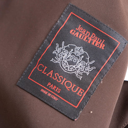 Archival 90s Jean Paul Gaultier Classique Safari Jacket | Aeffe Era Gathered Pockets | Utility Parachute Blazer Espresso Brown S M