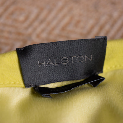 Archival HALSTON Mainline Asymmetric 'Cold Shoulder' Dress | Rare 2000s Bradley Bayou Era | Made in Italy | Acid Lime Silk-Lined Mini XS S