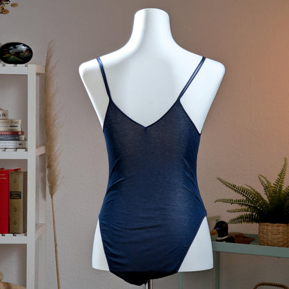 Archival La Perla Tricot Navy Blue Bodysuit 90s Italian Lingerie Embroidered Tulle NOS Deadstock Size S IT 2 Museum Grade
