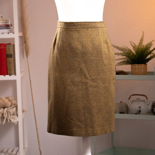 Archival Yves Saint Laurent Rive Gauche 70s Geometric Diamond Jacquard Wool Skirt FR 42 Fits Modern S Museum Quality YSL Vintage