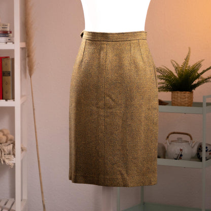 Archival Yves Saint Laurent Rive Gauche 70s Geometric Diamond Jacquard Wool Skirt FR 42 Fits Modern S Museum Quality YSL Vintage