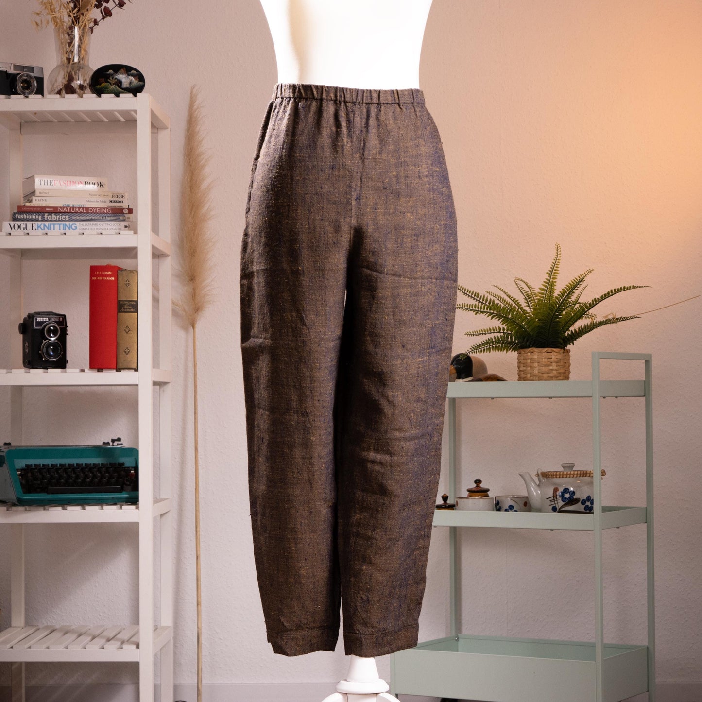 Archival Pierre Balmain Boutique Linen Trousers Melange High Waisted Vintage 90s M