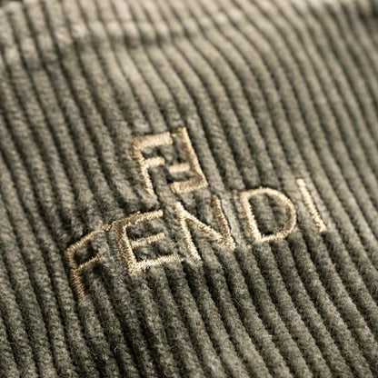 NOS Archival FENDI ROMA Olive Corduroy Trousers – Late 90s Silvia Venturini Fendi Era – Deadstock 100% Pure Cotton Rigid Wale – Size W28 29