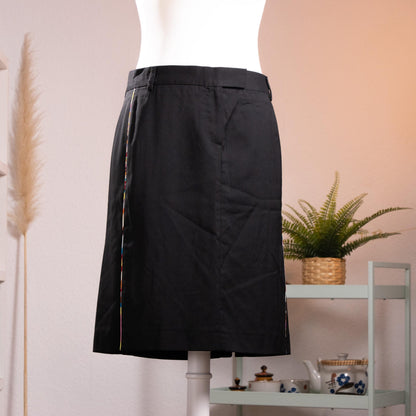 NOS Archival Paul Smith Black Label Merino Wool Skirt - Rare Signature Multi-Stripe Dual Kick-Split Pencil Skirt Size S Made in Italy
