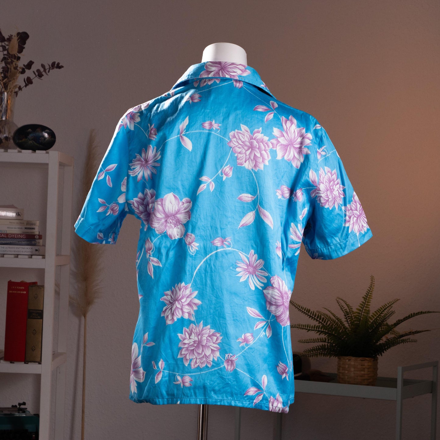 Archival 1973 Emilio Pucci Florence Unisex Womens Mens Shirt Azure Floral Cotton Vintage 70s M