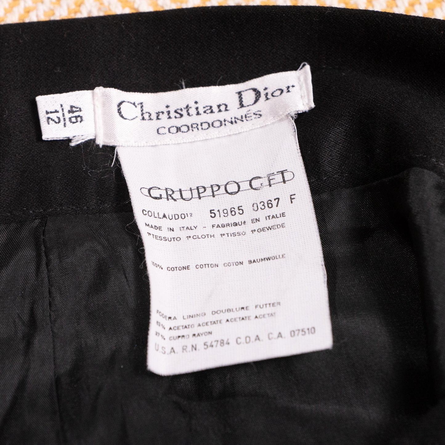 Archival Christian Dior Coordonnes Black Cotton Twill Pencil Skirt NOS Vintage 90s M
