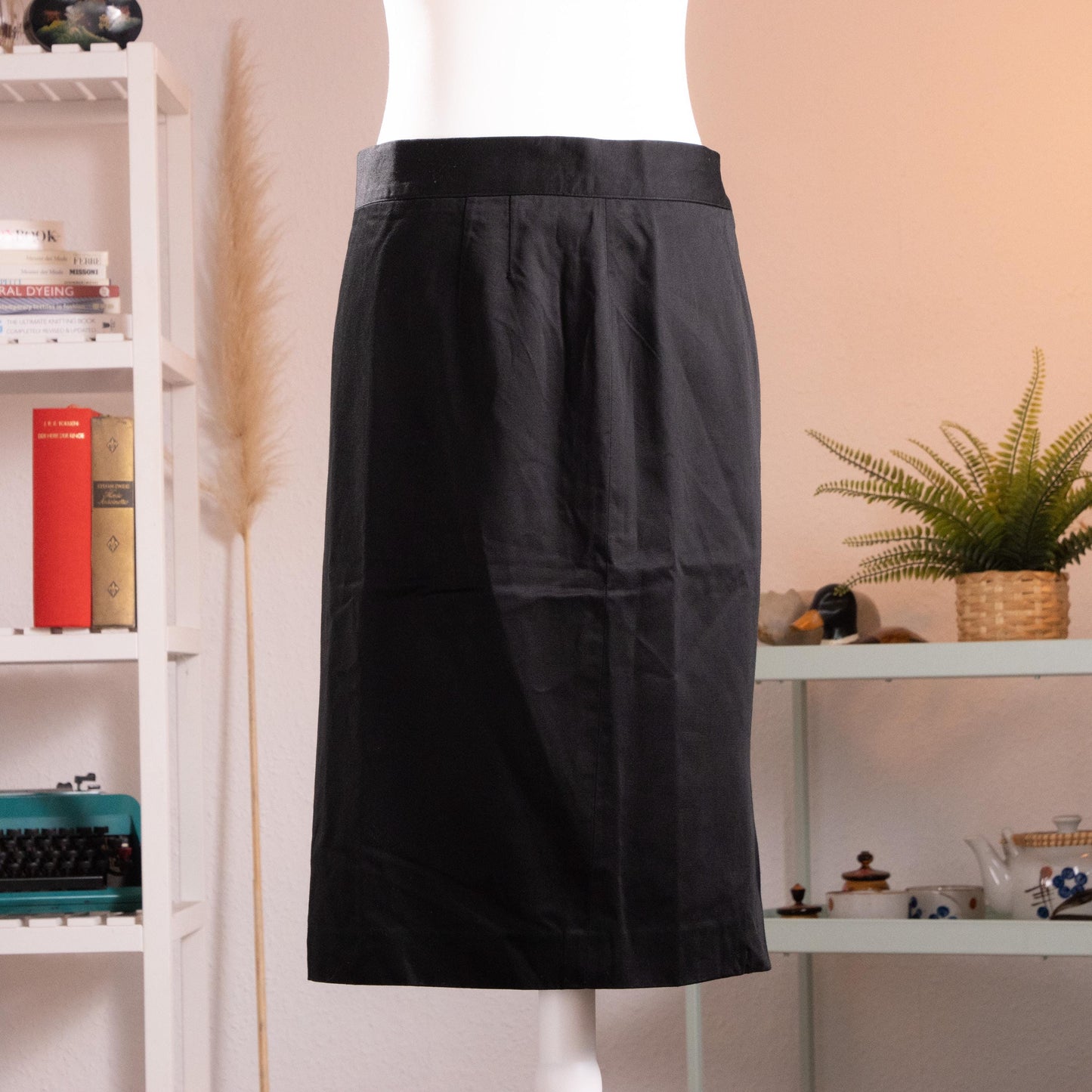 Archival Christian Dior Coordonnes Black Cotton Twill Pencil Skirt NOS Vintage 90s M