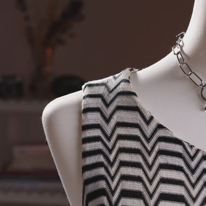 Archival Missoni Angela Missoni Era Chevron Knit Dress Color Block Optical Illusion Italian Y2K Fashion Sculpture Size M L